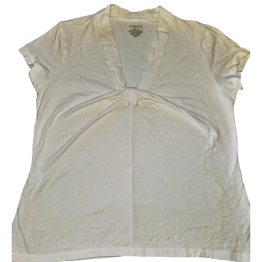 George Minimalist babydoll top Cream Tie Front Size Medium VTG